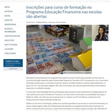 Inscrições para curso de formação no Programa Educação Financeira nas escolas são abertas – Governo de Tocantins